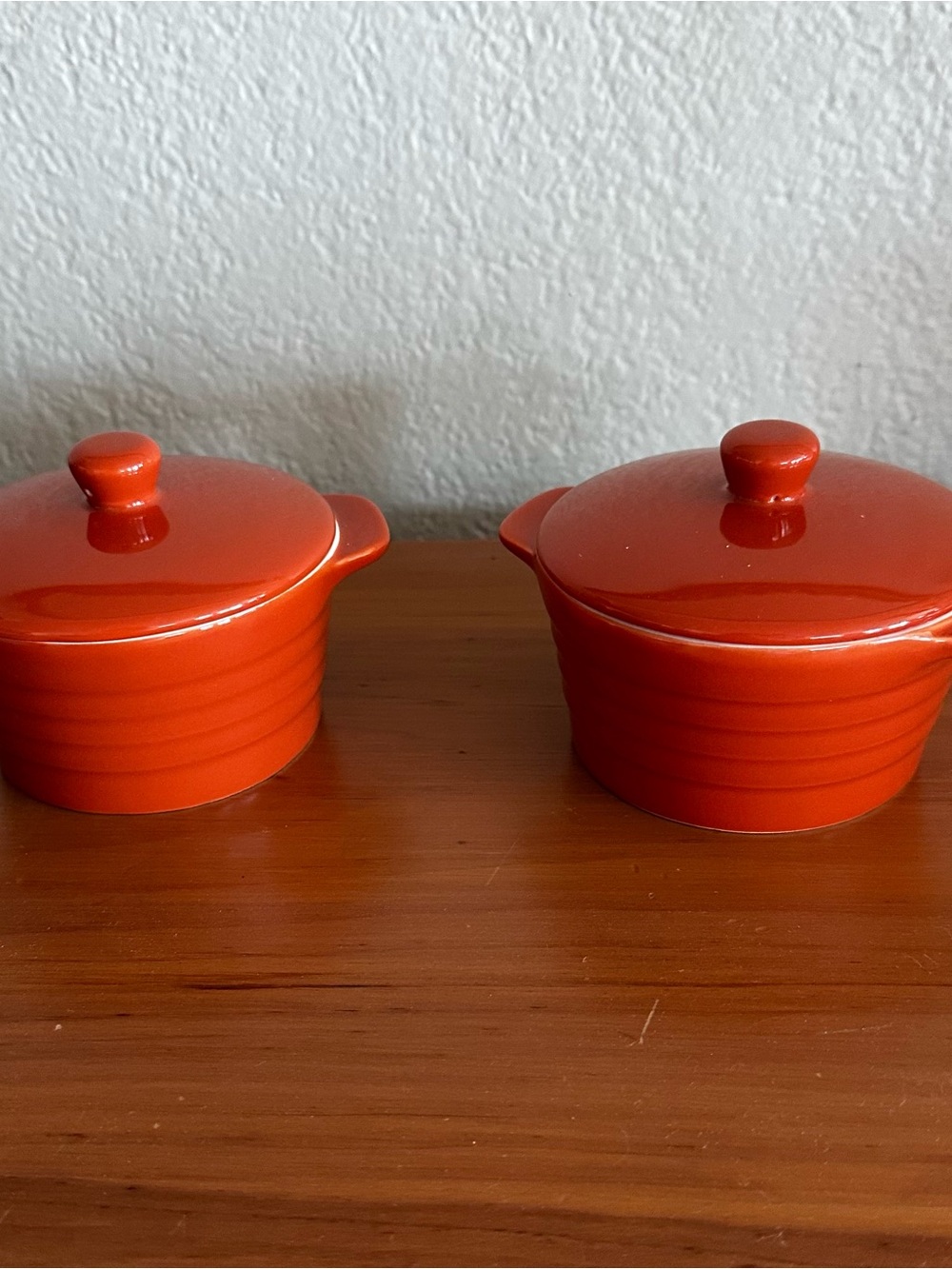 Sur La Table Orange Ceramic Lidded Mini Ramekins - Pair